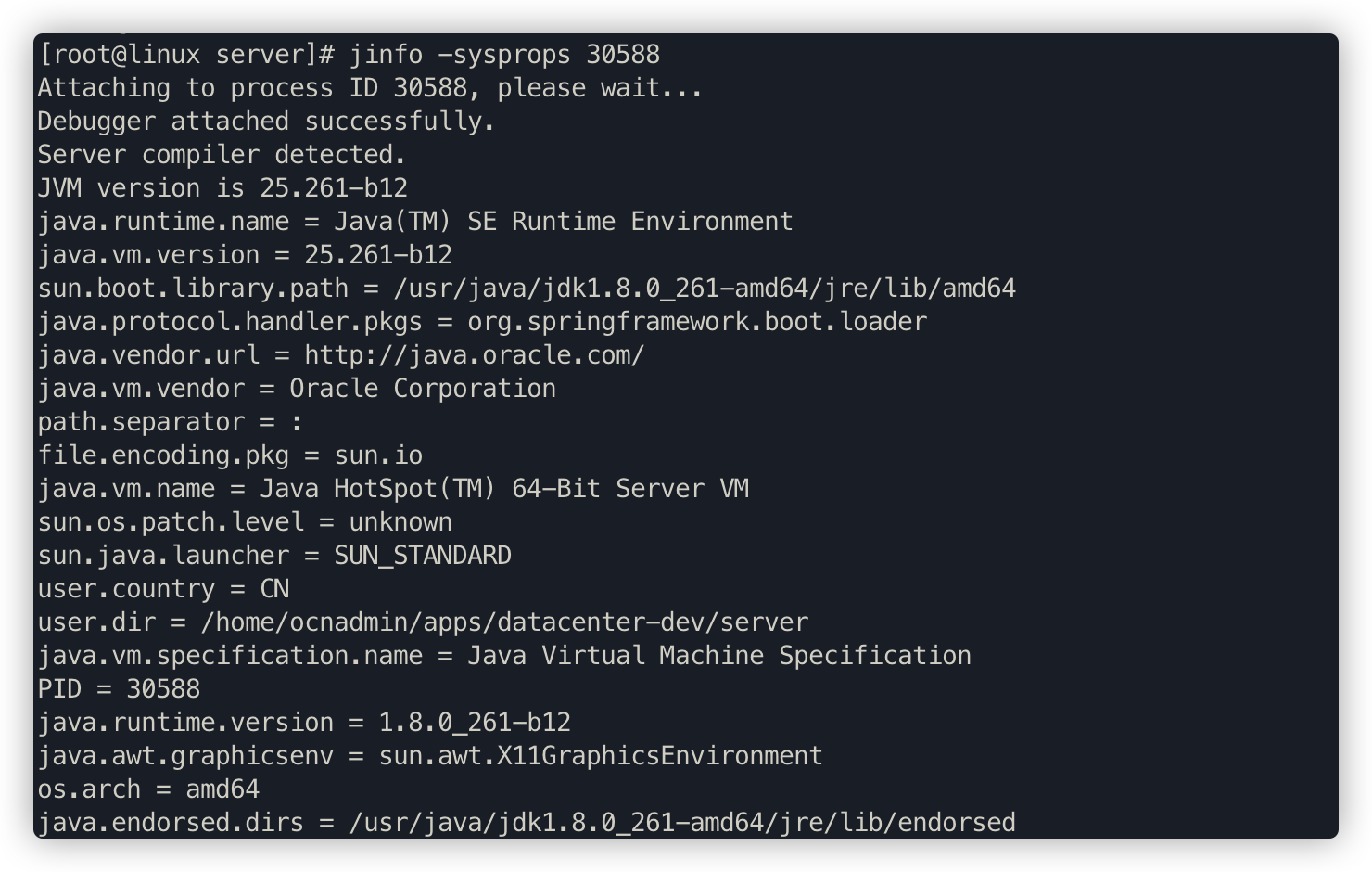 jinfo-sysprops