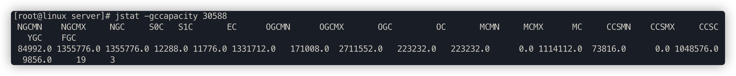 jstat-gccapacity